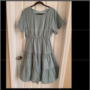 Sage tiered MIDI dress